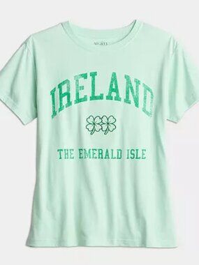 Juniors Ireland lovers Basic Short Sleeve Graphic, Color:  Jade, Size: M